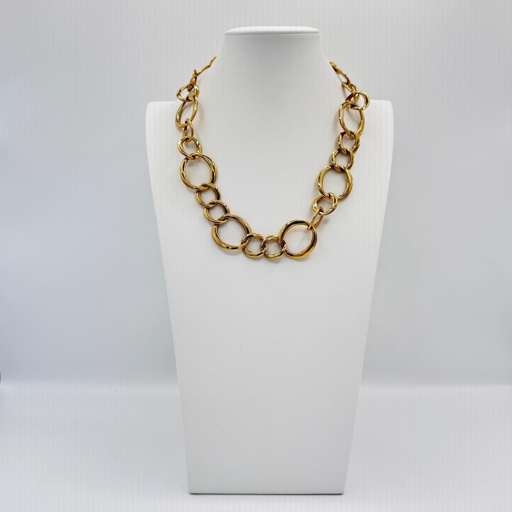 Francesca Visconti Y2K Gold Tone Oversized Link Statement Necklace